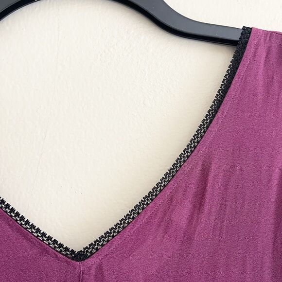 Logo Lori Goldstein Layers Tank Tunic Plus Size 3X Semi Sheer Purple Black Trim - Picture 4 of 12